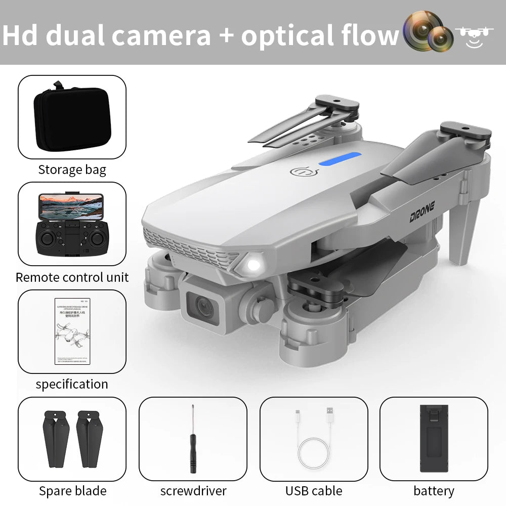 2024 New E88 Pro WIFI FPV Drone Wide Angle HD 4K 1080P Dual-Camera Height Hold RC Foldable Quadcopter Drone Helicopter Toys Gift