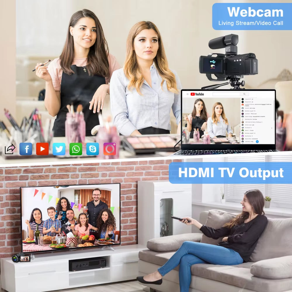 4K Video Camera Camcorder 48MP UHD Wifi IR Night Vision Vlogging Camera for Youtube 16X Digital Zoom Touch Screen Camera