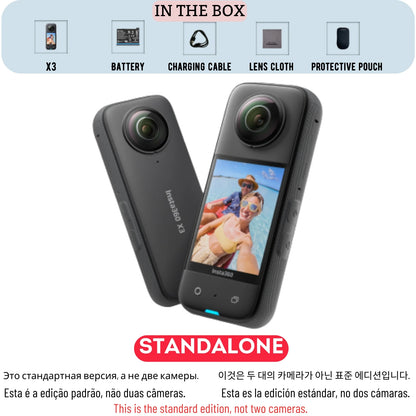 X3 Pocket-Size Sports 360 Action Camera HDR 5.7K 360 72MP 2.29'' Touch Screen 1/2'' Sensor Insta 360 Original Cam