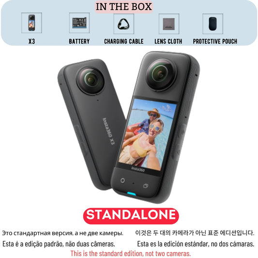 X3 Pocket-Size Sports 360 Action Camera HDR 5.7K 360 72MP 2.29'' Touch Screen 1/2'' Sensor Insta 360 Original Cam