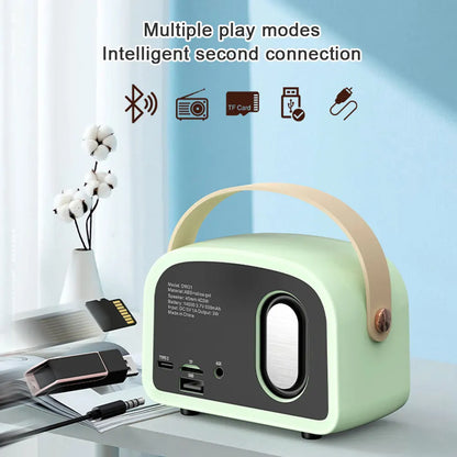 Mini Retro Bluetooth Portable Speaker with Radio , Outdoor Wireless Stereo, MP3 Player for Iphone Android Support TF Card USB