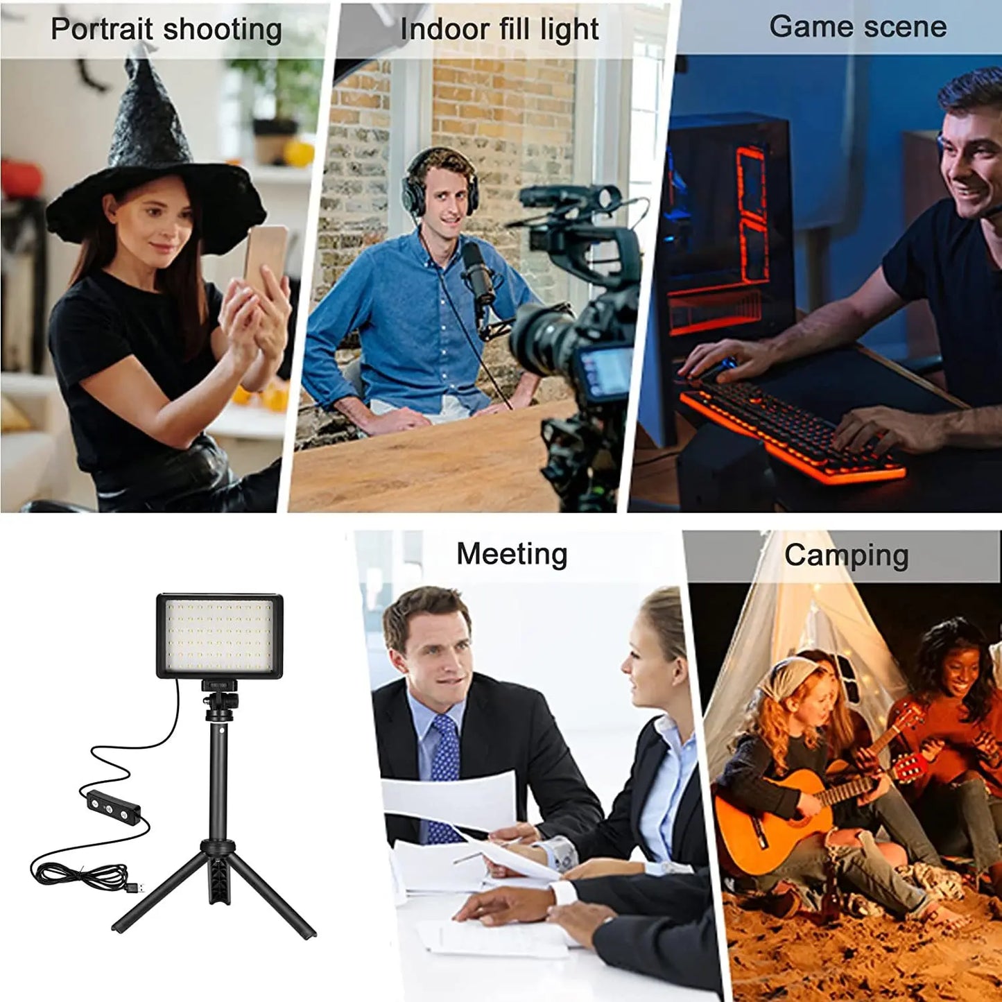 LED Photography Video Light Panel Lighting Photo Studio Lamp Kit with Tripod Stand RGB Filters for Shoot Live Streaming Youbube