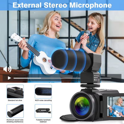 4K Video Camera Camcorder 48MP UHD Wifi IR Night Vision Vlogging Camera for Youtube 16X Digital Zoom Touch Screen Camera