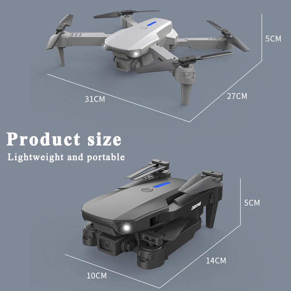 2024 New E88 Pro WIFI FPV Drone Wide Angle HD 4K 1080P Dual-Camera Height Hold RC Foldable Quadcopter Drone Helicopter Toys Gift