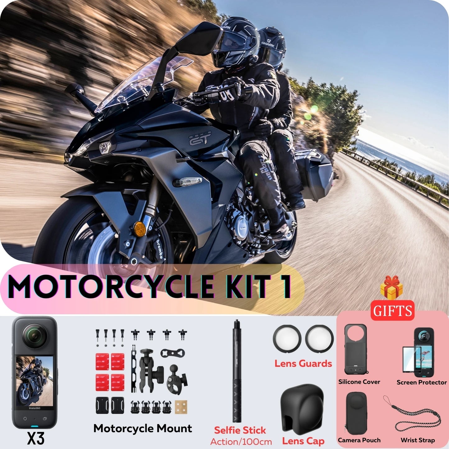 X3 Pocket-Size Sports 360 Action Camera HDR 5.7K 360 72MP 2.29'' Touch Screen 1/2'' Sensor Insta 360 Original Cam