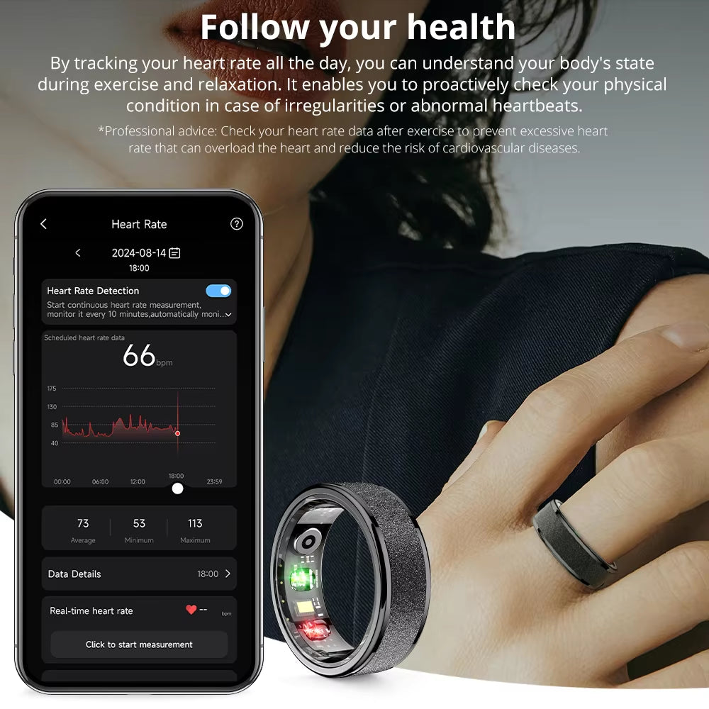 2024  R10 Smart Ring Men Women, Smartring with Charging Case, Health and Sleep Monitor, 5ATM Waterproof for Xiaomi Phone