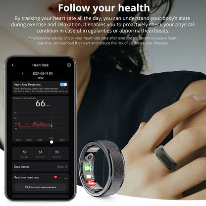 2024  R10 Smart Ring Men Women, Smartring with Charging Case, Health and Sleep Monitor, 5ATM Waterproof for Xiaomi Phone
