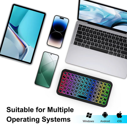 Bluetooth 5.2 Keyboard Wireless Keyboard Silicone Mute Keyboard MultiFunction Button Mini Keyboard for Windows Android IOS