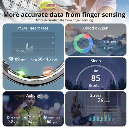 2024  R10 Smart Ring Men Women, Smartring with Charging Case, Health and Sleep Monitor, 5ATM Waterproof for Xiaomi Phone