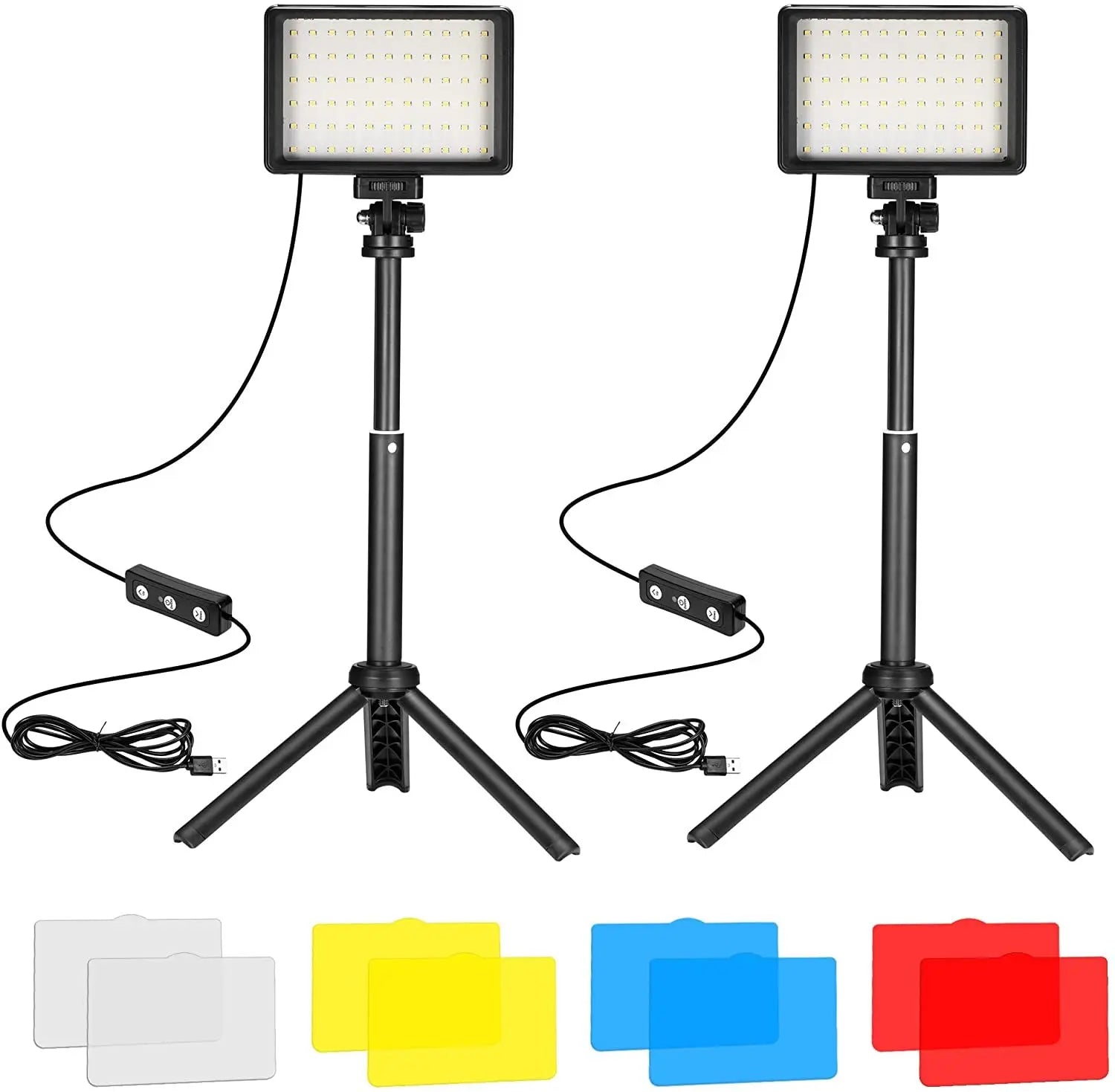 LED Photography Video Light Panel Lighting Photo Studio Lamp Kit with Tripod Stand RGB Filters for Shoot Live Streaming Youbube
