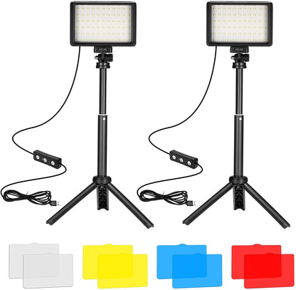 LED Photography Video Light Panel Lighting Photo Studio Lamp Kit with Tripod Stand RGB Filters for Shoot Live Streaming Youbube