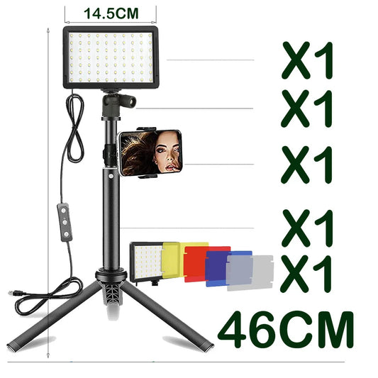 LED Photography Video Light Panel Lighting Photo Studio Lamp Kit with Tripod Stand RGB Filters for Shoot Live Streaming Youbube