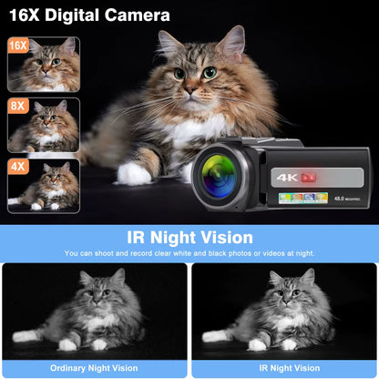 4K Video Camera Camcorder 48MP UHD Wifi IR Night Vision Vlogging Camera for Youtube 16X Digital Zoom Touch Screen Camera