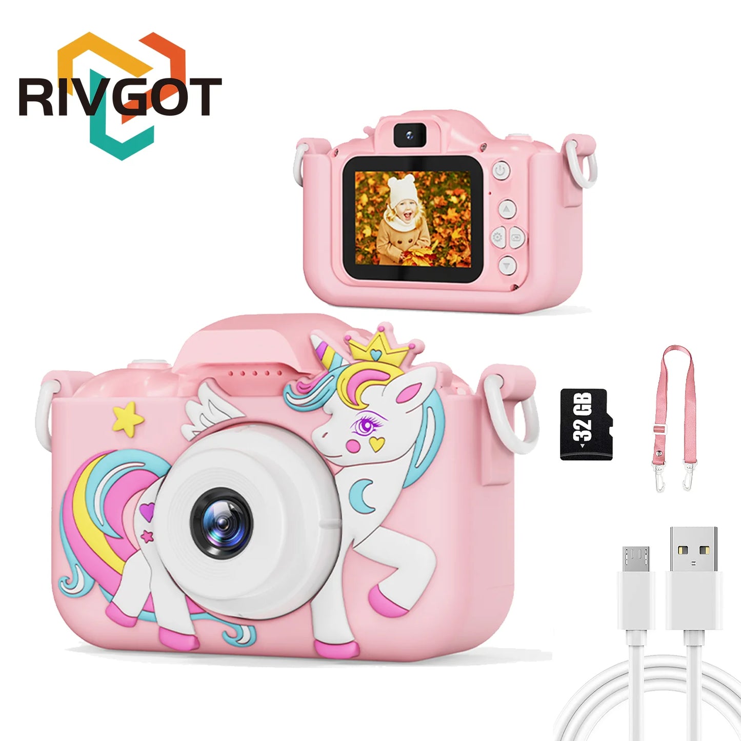 Children Digital Cameras with 32G Card Dual Cameras Photography Video Camera Boy Girl Birthday Gift Educational Toys for Kids