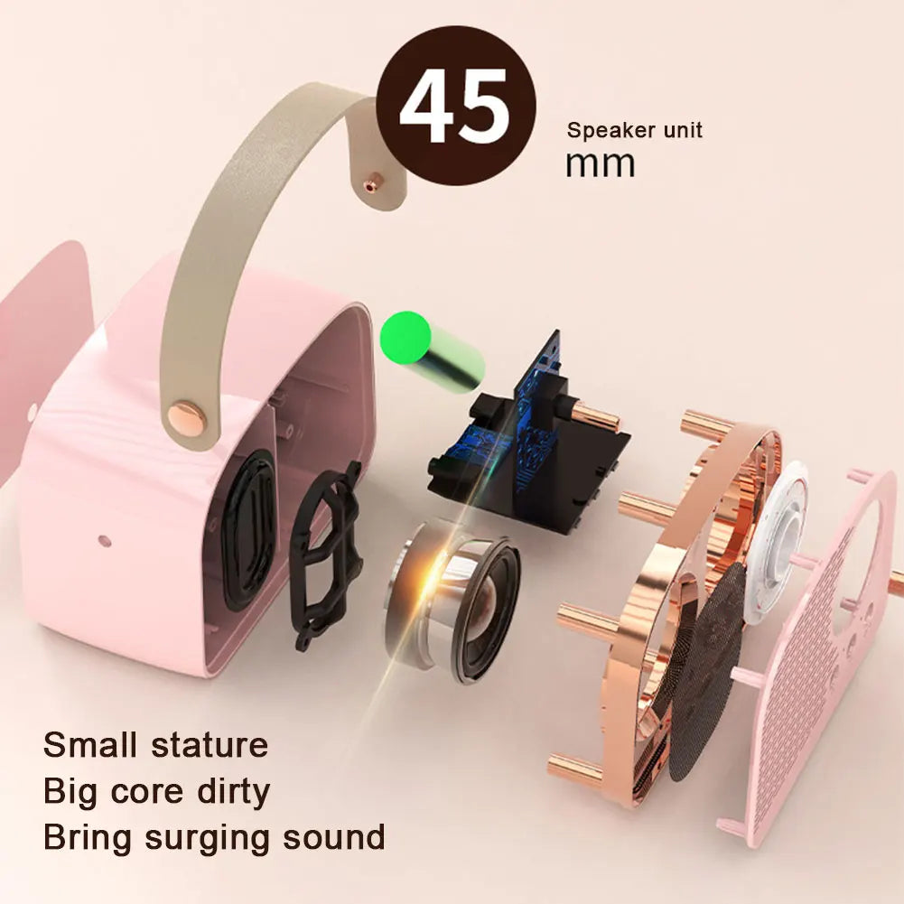 Mini Retro Bluetooth Portable Speaker with Radio , Outdoor Wireless Stereo, MP3 Player for Iphone Android Support TF Card USB