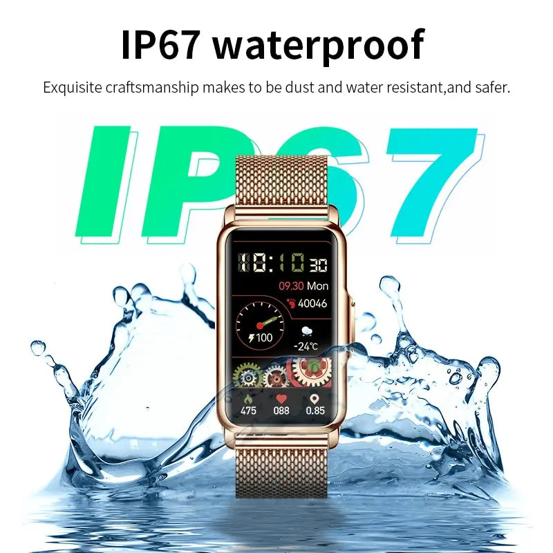 Smart Watch Women Full Touch Screen Bluetooth Call IP67 Waterproof Sports Fitness Tracker Smartwatch Women