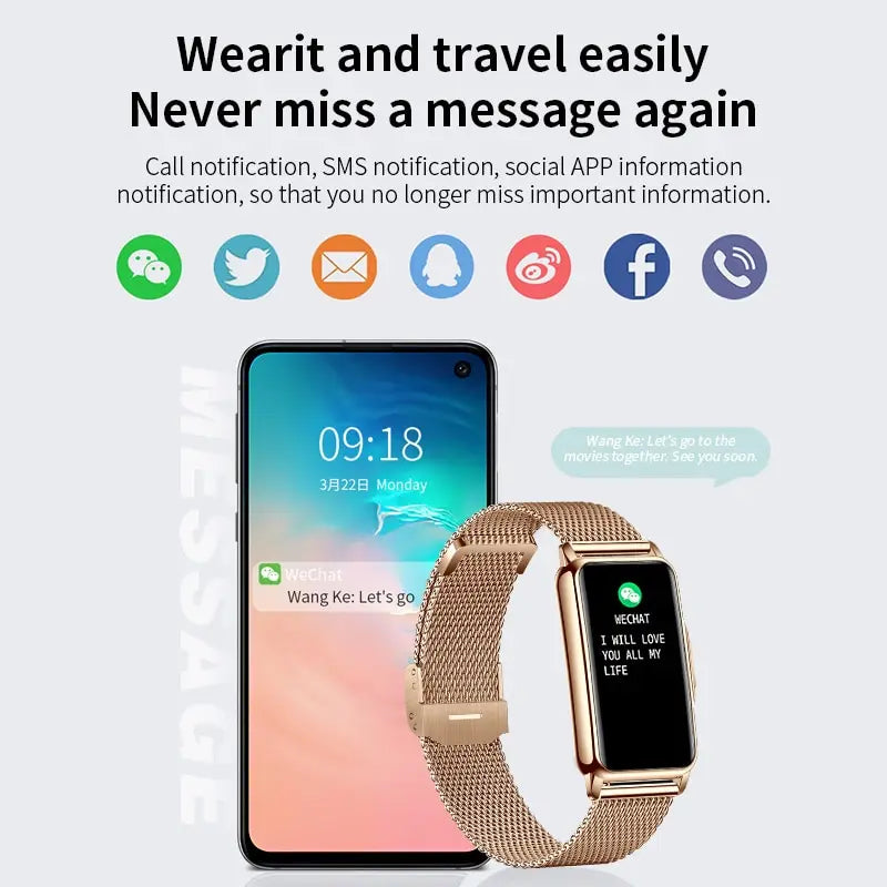 Smart Watch Women Full Touch Screen Bluetooth Call IP67 Waterproof Sports Fitness Tracker Smartwatch Women