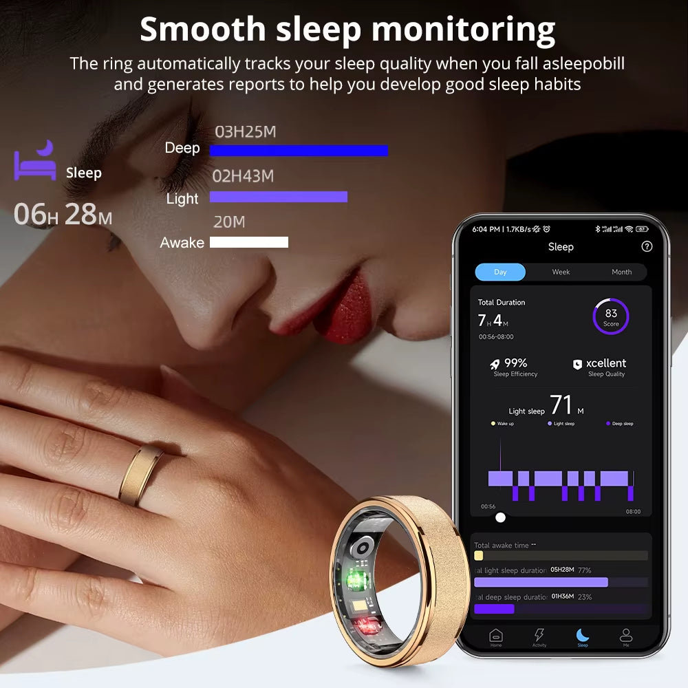 2024  R10 Smart Ring Men Women, Smartring with Charging Case, Health and Sleep Monitor, 5ATM Waterproof for Xiaomi Phone