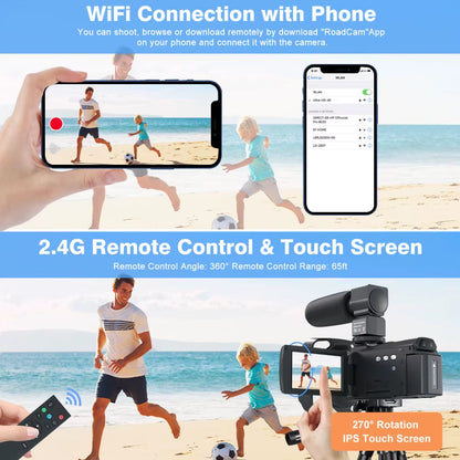 4K Video Camera Camcorder 48MP UHD Wifi IR Night Vision Vlogging Camera for Youtube 16X Digital Zoom Touch Screen Camera