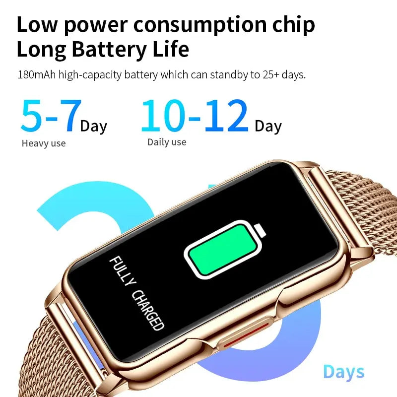 Smart Watch Women Full Touch Screen Bluetooth Call IP67 Waterproof Sports Fitness Tracker Smartwatch Women