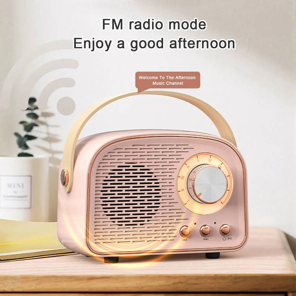 Mini Retro Bluetooth Portable Speaker with Radio , Outdoor Wireless Stereo, MP3 Player for Iphone Android Support TF Card USB