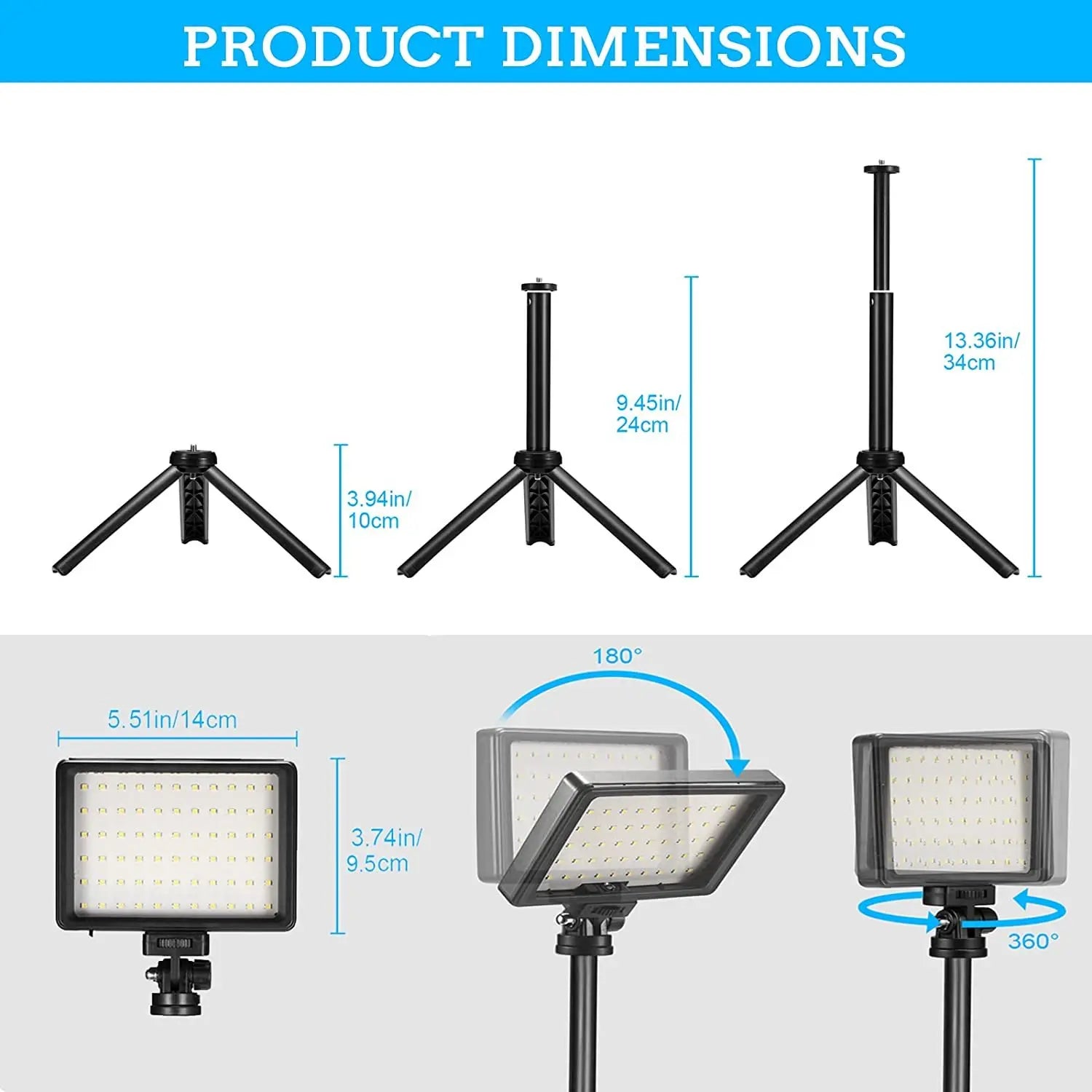 LED Photography Video Light Panel Lighting Photo Studio Lamp Kit with Tripod Stand RGB Filters for Shoot Live Streaming Youbube