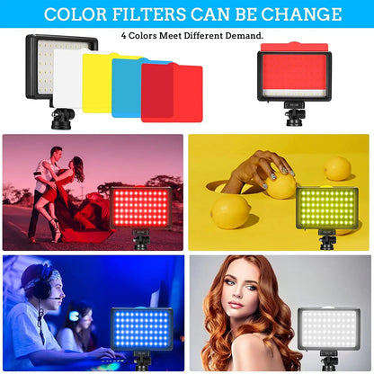 LED Photography Video Light Panel Lighting Photo Studio Lamp Kit with Tripod Stand RGB Filters for Shoot Live Streaming Youbube